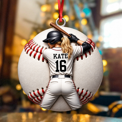 Retro Vintage Baseball Player - Real 3D Relief Ornament
