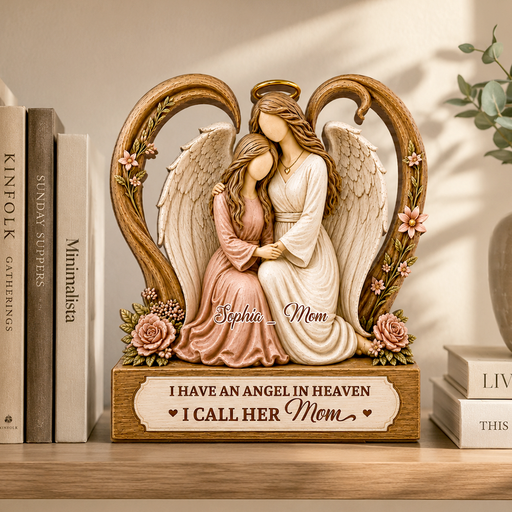 I Have An Angel In Heaven - Personalized 2-Layer Wood Plaque With Flat Base