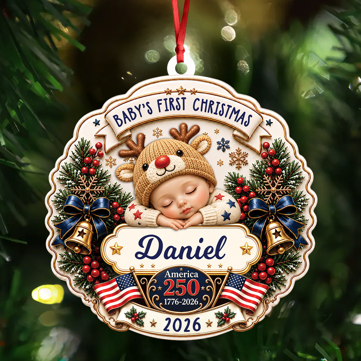 Personalized Baby First Christmas - Real 3D Relief Ornament 2