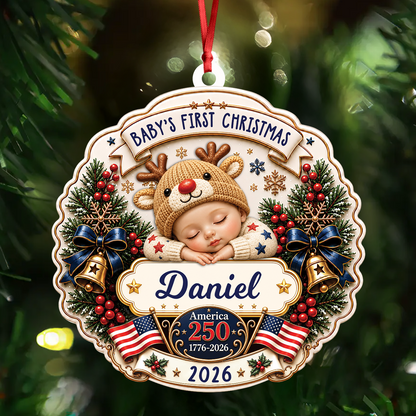 Personalized Baby First Christmas - Real 3D Relief Ornament 2