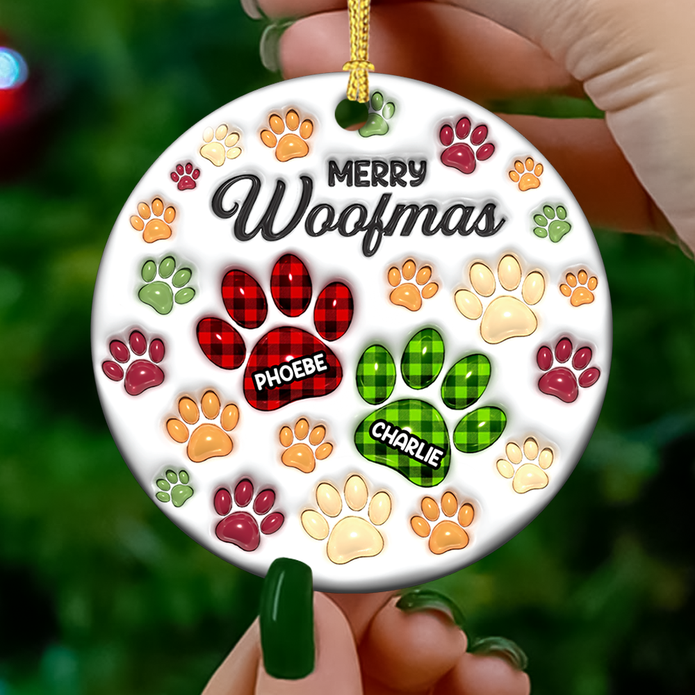 Merry Woofmas Dog Lover - Personalized Custom Circle Ceramic Ornament