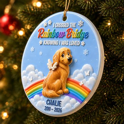 I Cross The RainBow - Memorial Dog Loss - Real 3D Relief Ornament 2