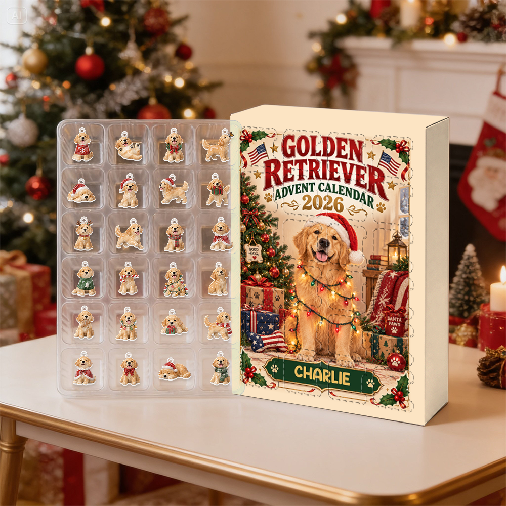 Golden Retriever Advent Calendar 2026 24 Days Of Joy Holiday - Advent Calendar Box-Box&Acrylic