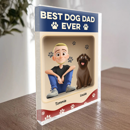 Best Dog Dad Ever - Custom Figure Personalized Acrylic Block Plaque