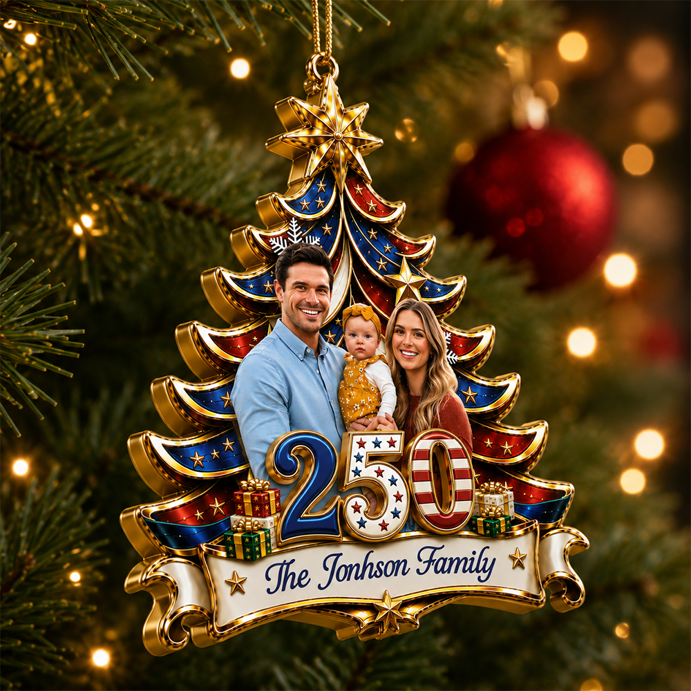 Personalized America 250th  Together For The Holidays - Real 3D Relief Ornament 2
