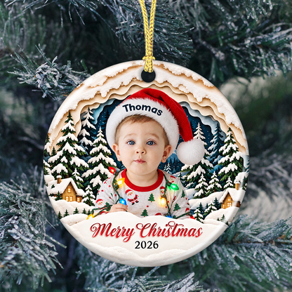 Funny Photo Merry Christmas - Real 3D Relief Ornament