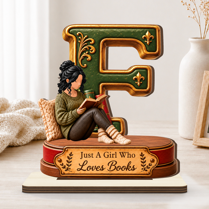 Just A Girl Who Loves Books Christmas - Personalized 2-Layer Wood Plaque With Flat Base