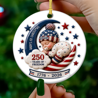 Baby's First Christmas Freedom - Real 3D Ceramic Ornament