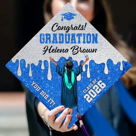 Class Of 2026 You Did It Cap Topper - Personalized Printed Graduation Cap Topper