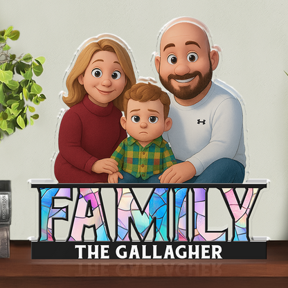 Our Family Name Colorful - Custom Figure Personalized Acrylic Block Plaque