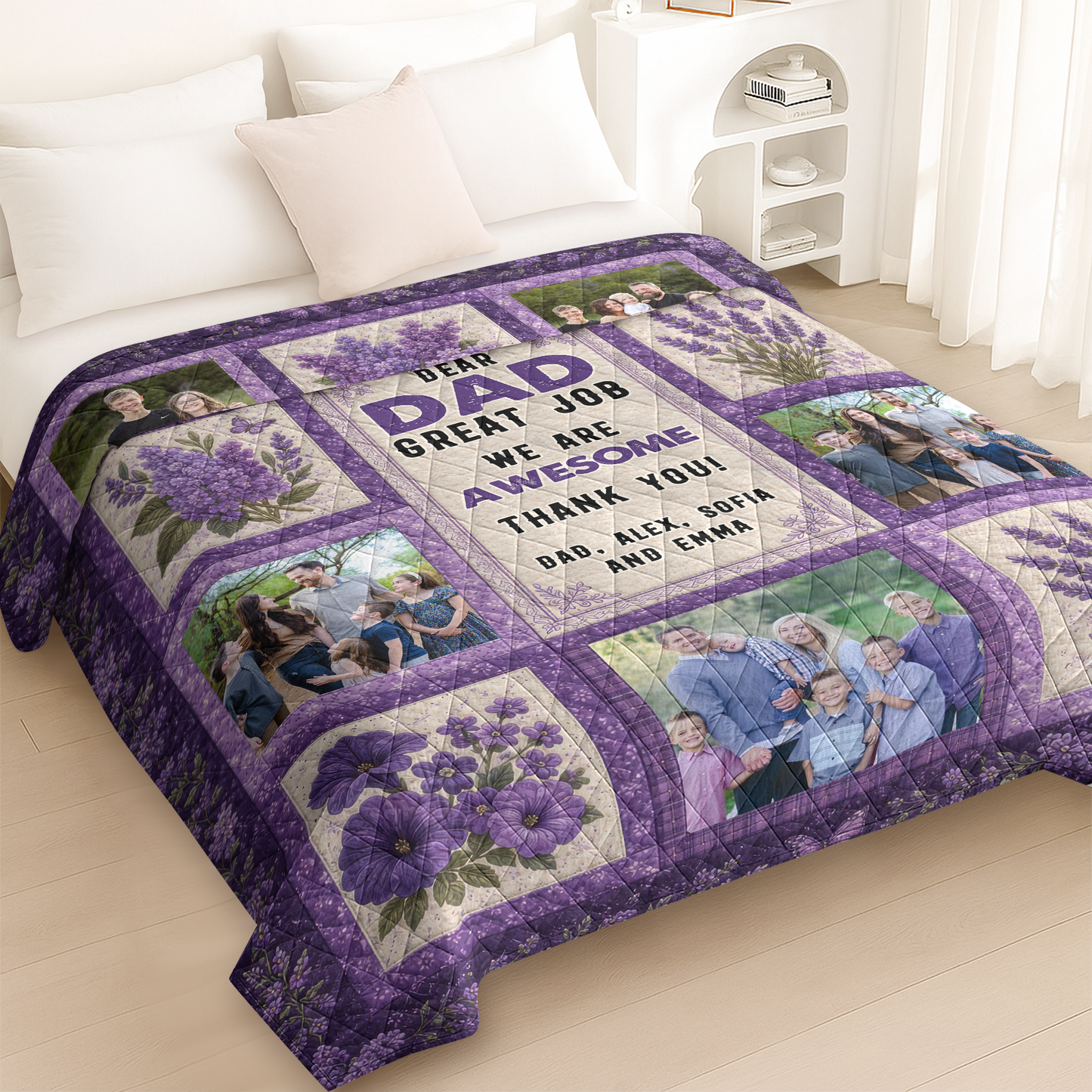 Dear Dad We Are Awesome - Personalized Custom Blanket - Quilt Blanket