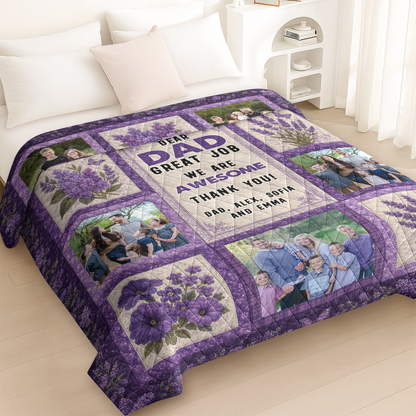 Dear Dad We Are Awesome - Personalized Custom Blanket - Quilt Blanket