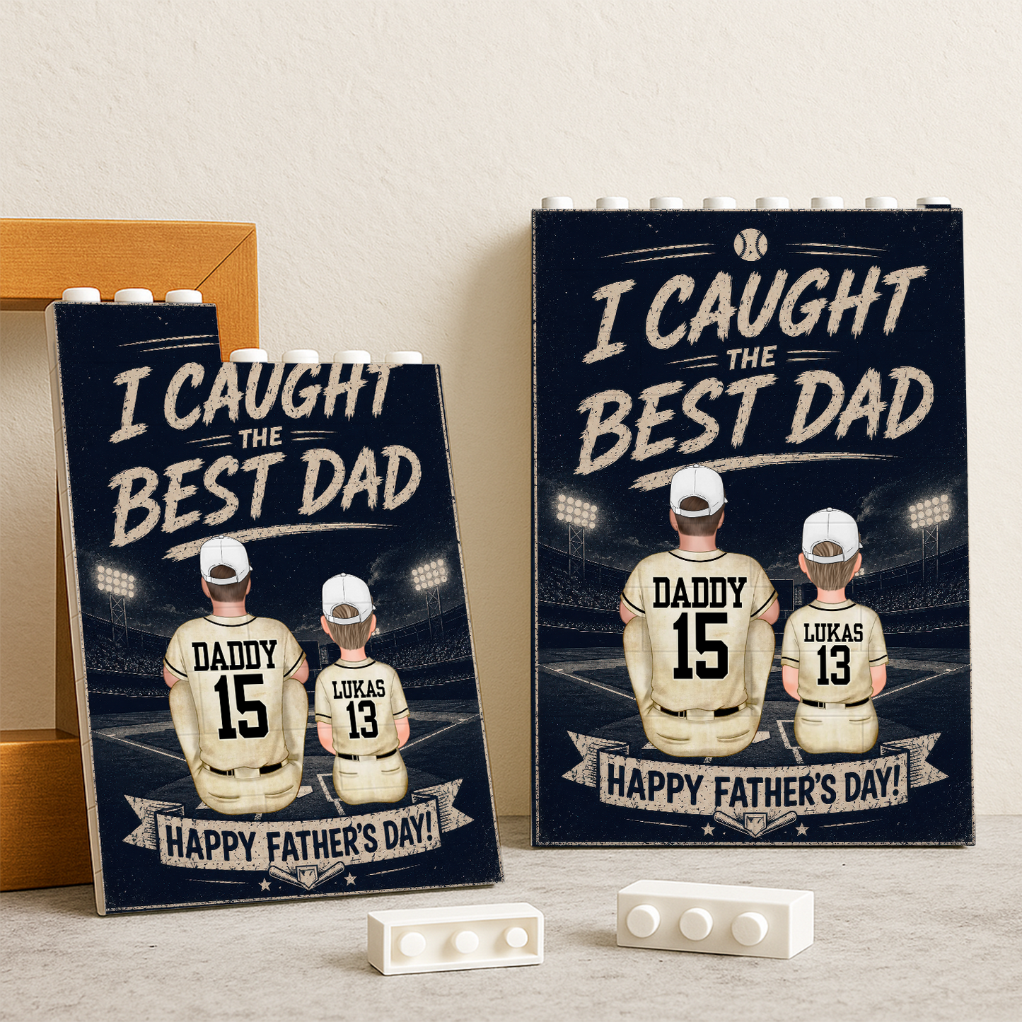 Caught Best Dad Custom Name Puzzle - Personalized Rectangle Building Brick
