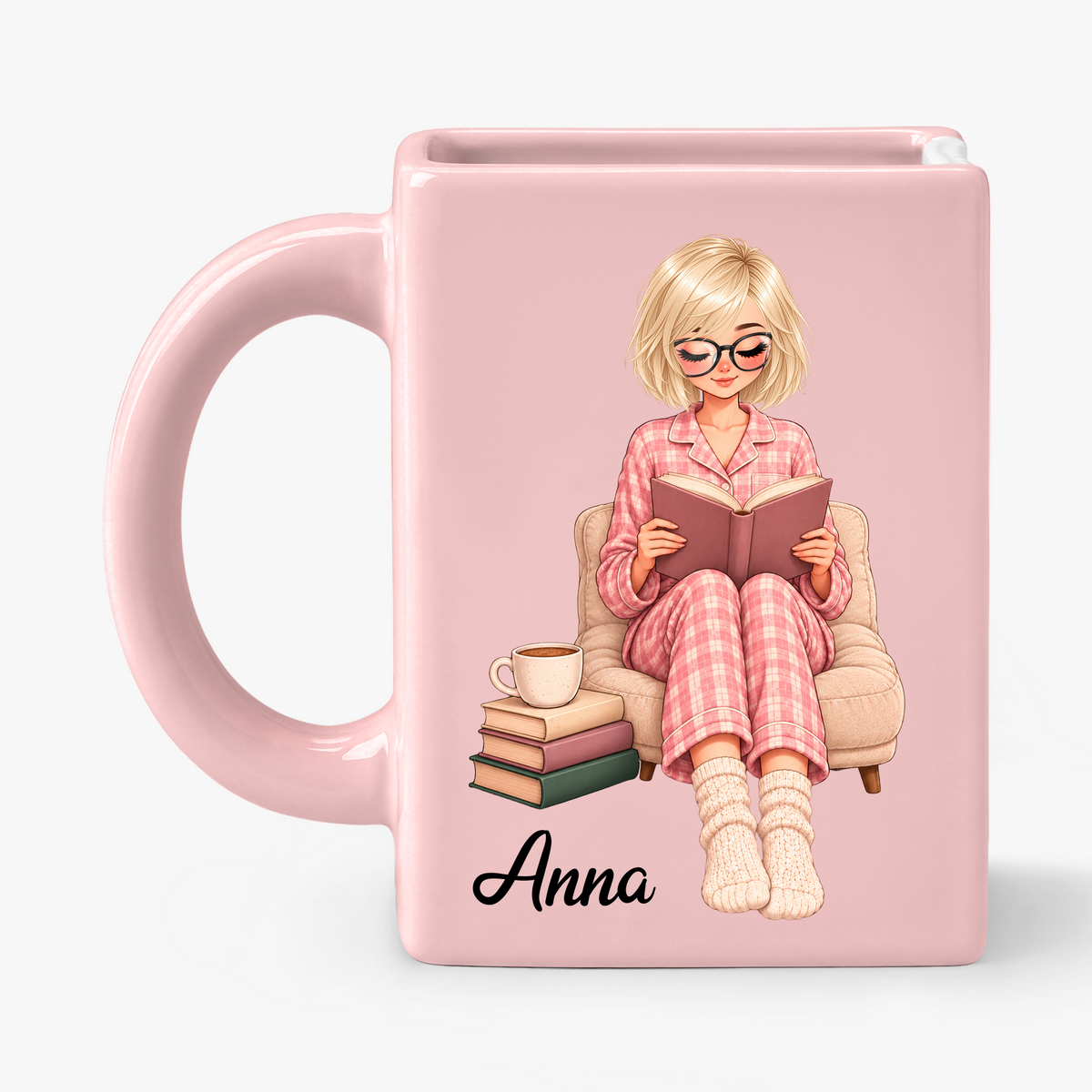 Custom Book Lovers Shaped Mug - Personalized Name Gifts - Best Friend, Christmas & Birthday Friendship Keepsake Gift •