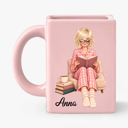 Custom Book Lovers Shaped Mug - Personalized Name Gifts - Best Friend, Christmas & Birthday Friendship Keepsake Gift •
