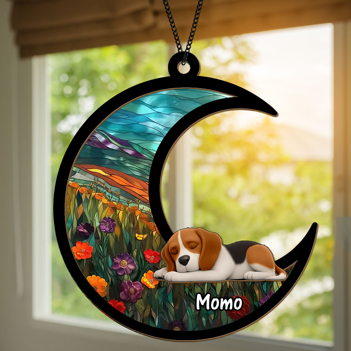 Sleeping Dog -  Personalized Custom Suncatcher Ornament