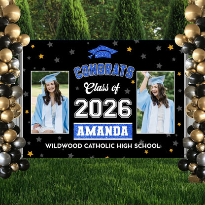 Class Of 2026 Bubble Style Graduation Backdrop - Personalized Congrats Graduation Backdrop
