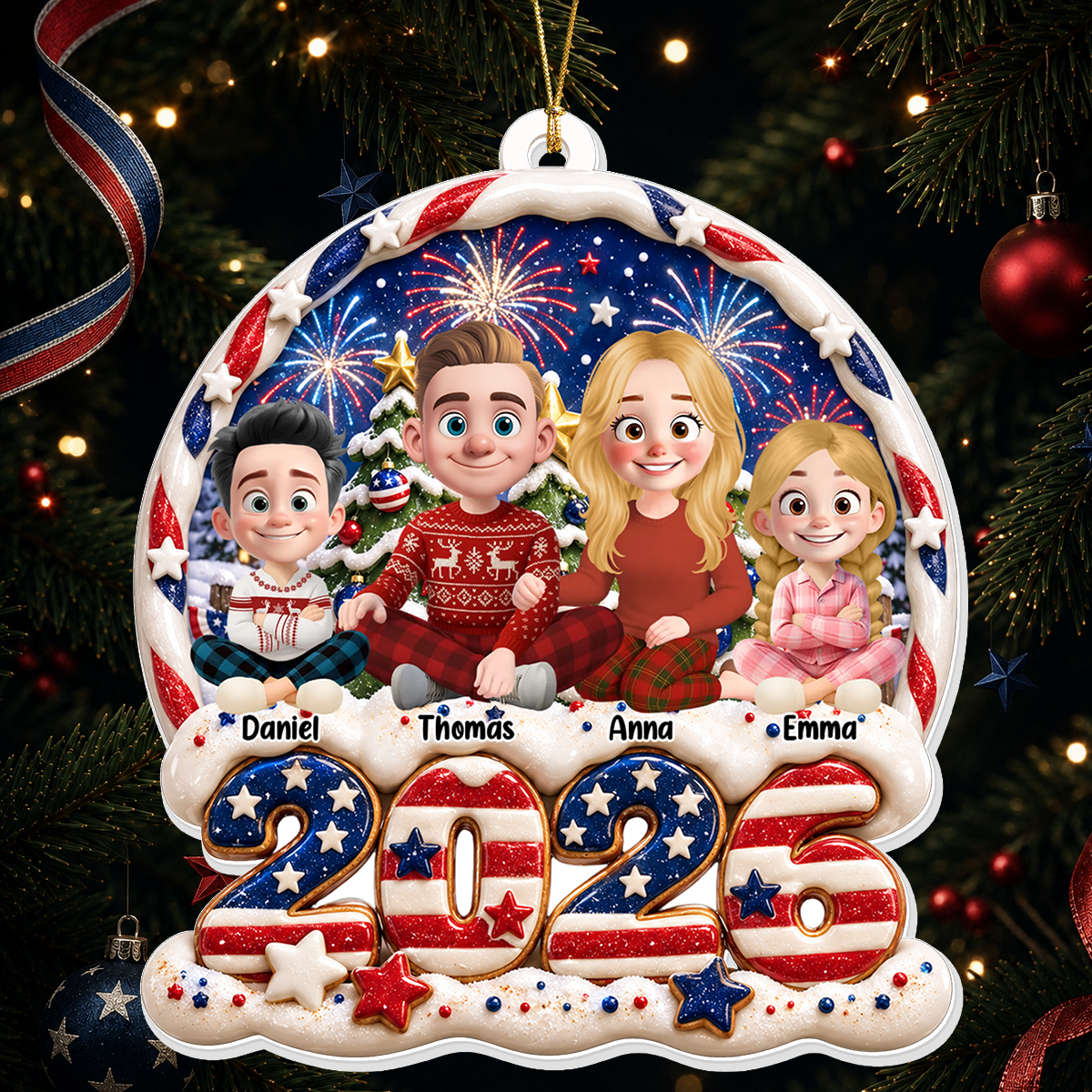 Our Family 250 Years Of Freedom Anniversary - Real 3D Relief Ornament