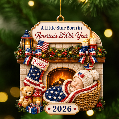 A Little Star Born in America’s 250th New Parents - Real 3D Relief Ornament 2
