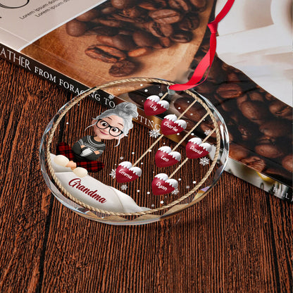 Christmas Snowman Grandma - Christmas Gifts - Personalized Custom Glass Ornament