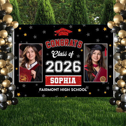 Class Of 2026 Bubble Style Graduation Backdrop - Personalized Congrats Graduation Backdrop