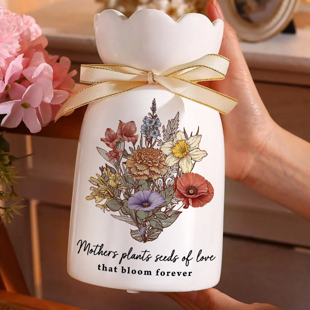 Mothers Plant Seed Of Love - Personalized Custom Ribbon Tie Flower Vase