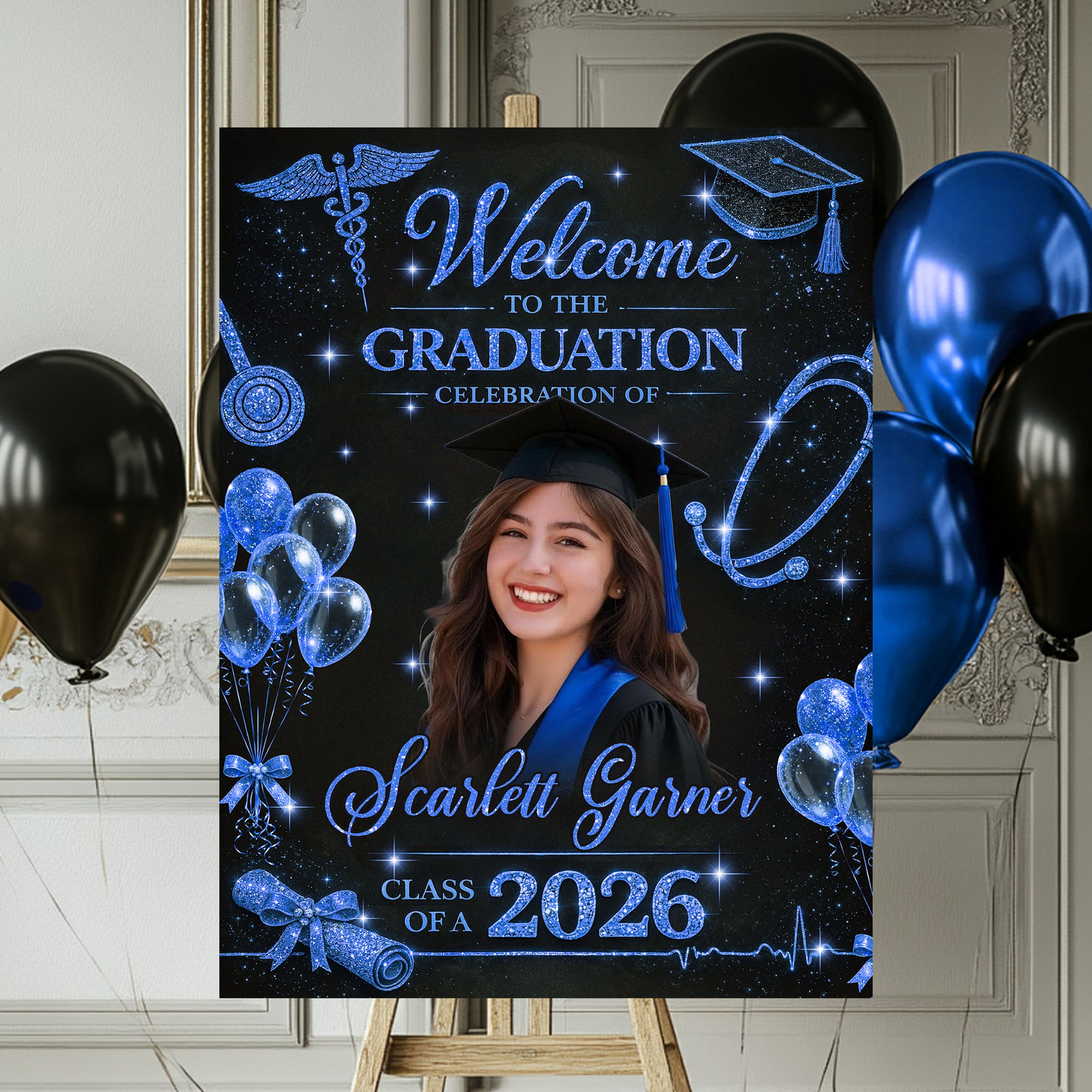 Glitter Nurse RN Personalized Graduation Welcome Sign - Custom Photo W ...