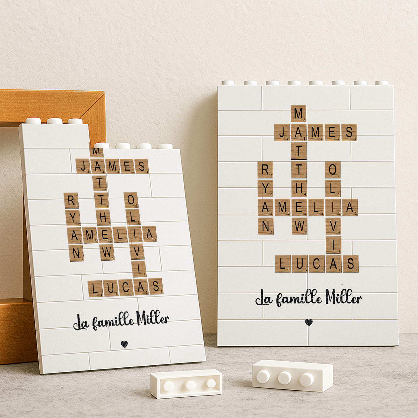 Family Crossword Custom Name Puzzle - Personalized Rectangle Building Brick