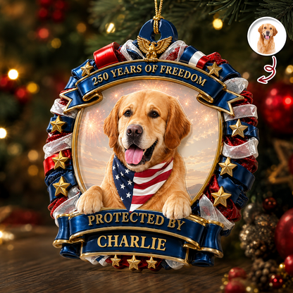 Personalized Dog Lovers 250th America Ornament Patriotic - Real 3D Relief Ornament 2