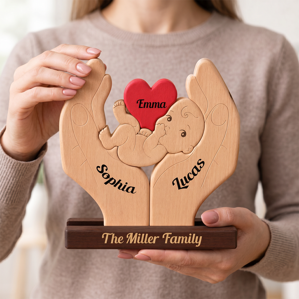 Personalized Baby New Born Puzzle - Custom Premium Wooden Name Puzzle - Christmas Gifts - New Mom New Dad