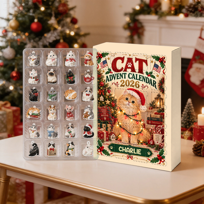 Cat Advent Calendar 2026 24 Day Christmas Countdown Box With Cute Cat Figurines - Advent Calendar Box-Box&Acrylic