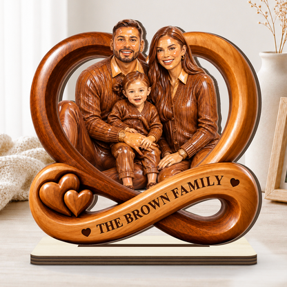 God Bless Our Family - Personalized 2-Layer Wood Plaque With Flat Base