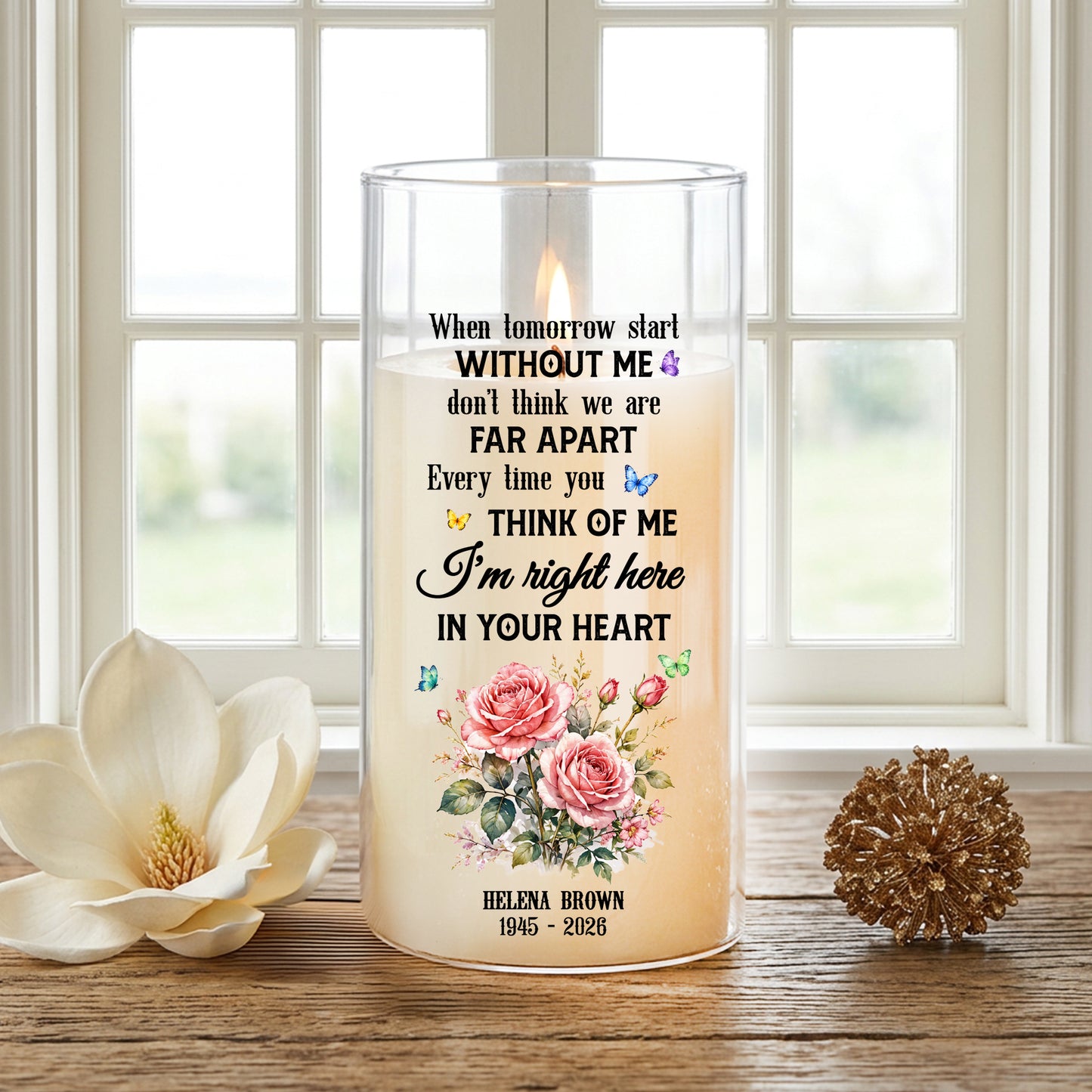When Tomorrow Starts Without Me Memorial Candle - Personalized Flameless LED Candle