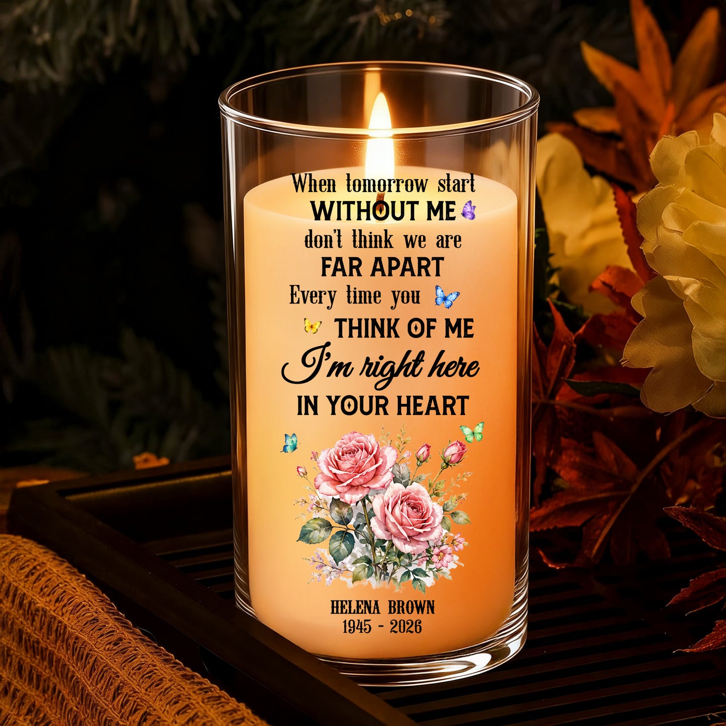 When Tomorrow Starts Without Me Memorial Candle - Personalized Flameless LED Candle