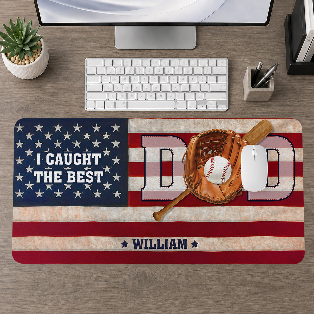 Catch Best Dad Custom - Personalized Leather Desk Mat