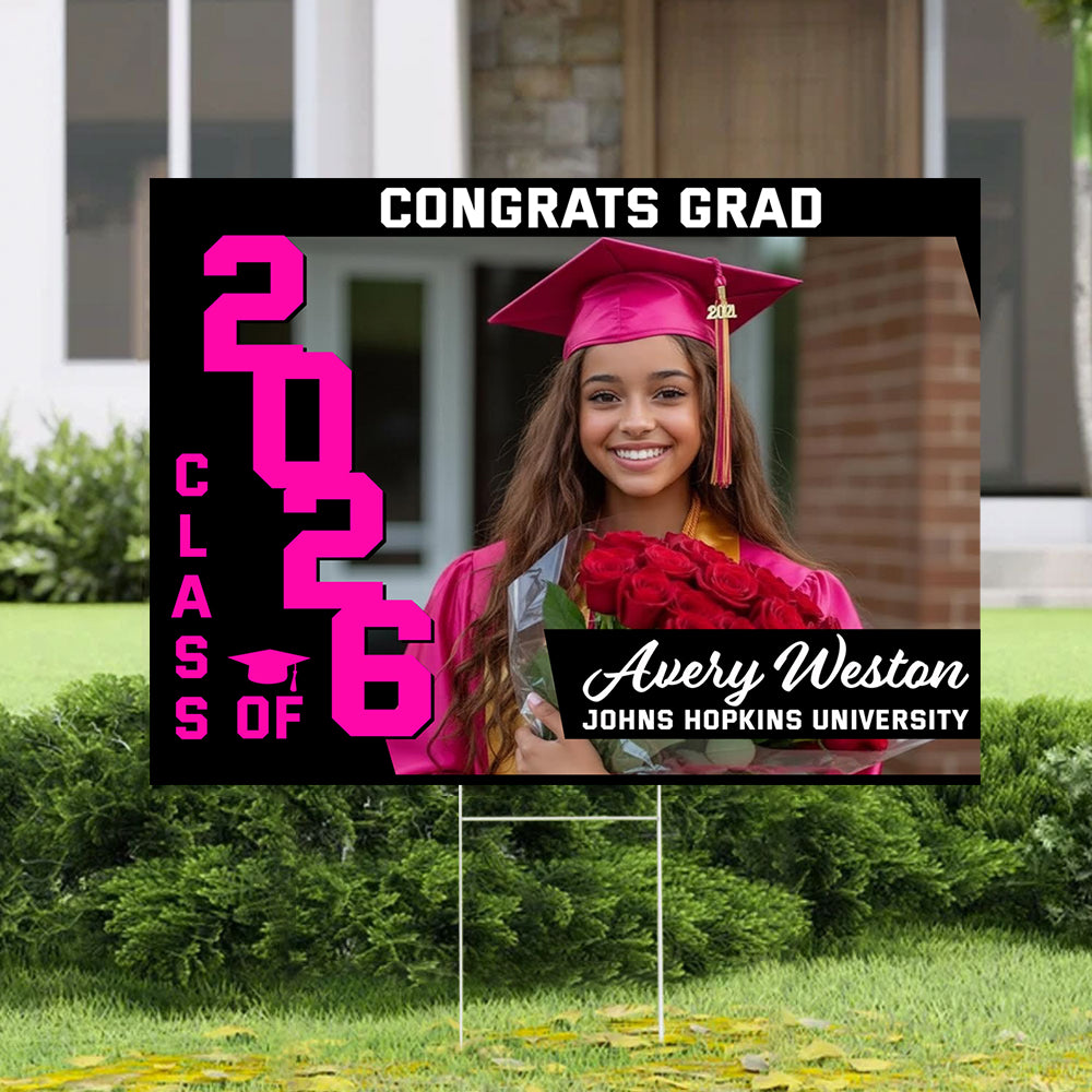 Graduation Classic Lawn Sign, Graduation Gift - Personalized Graduation Yarn Sign With Stake