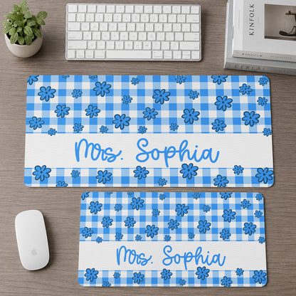 Custom Name Teacher Gifts - Personalized Leather Desk Mat - Gift For Her