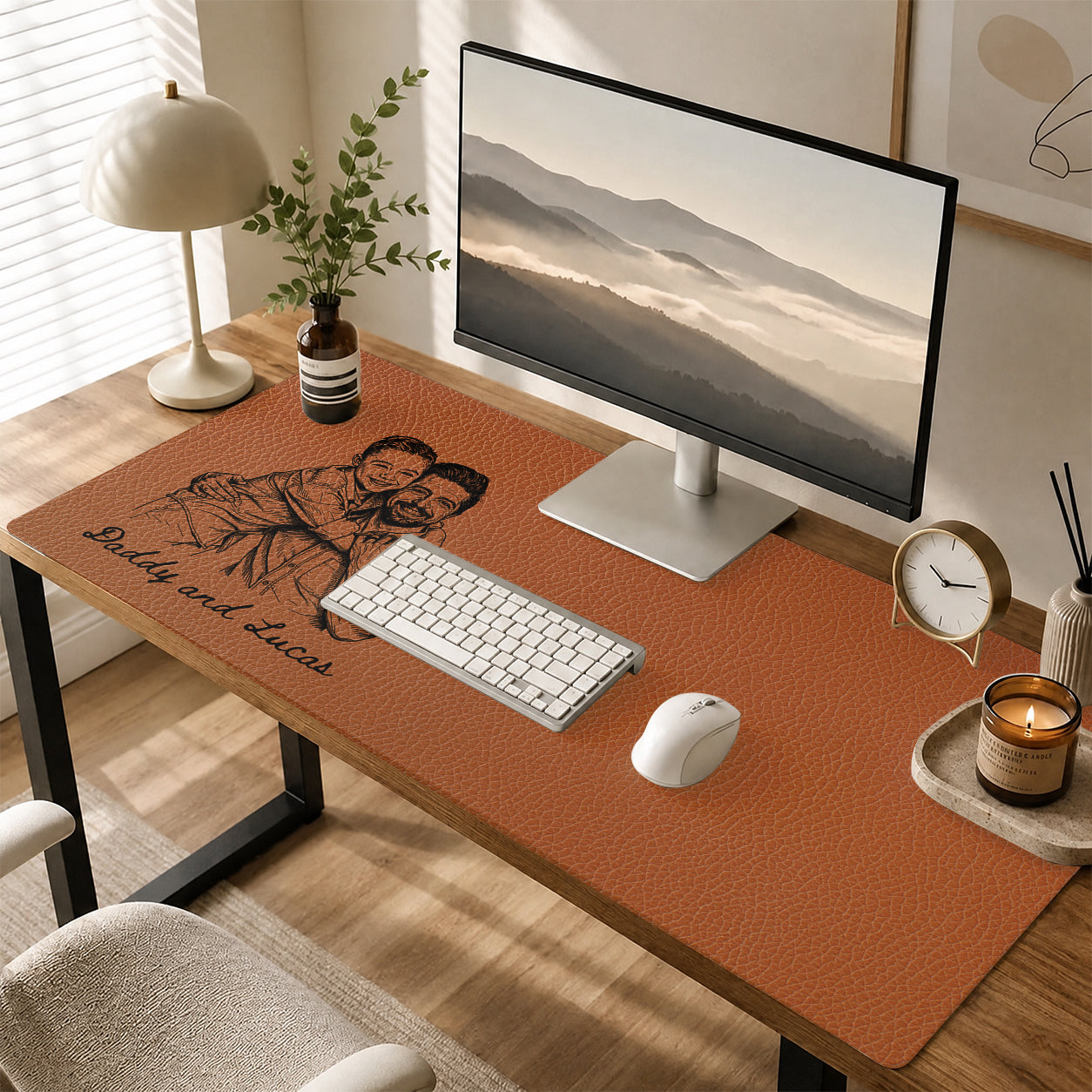 Best Dad Ever - Personalized Leather Desk Mat