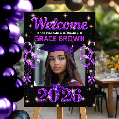 Congrats Graduation Diamond - Personalized Graduation Welcome Sign - Custom Photo Welcome Sign