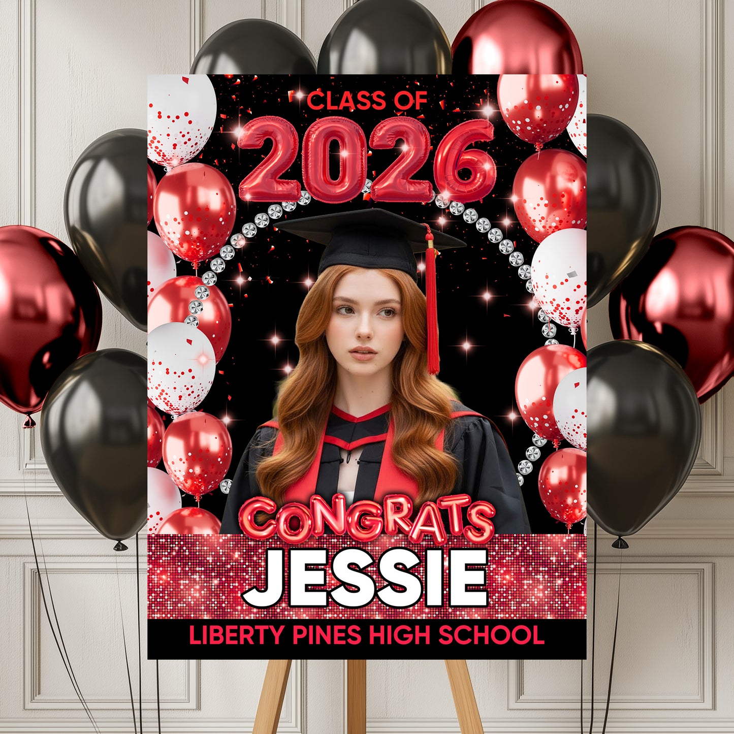 Congrats Graduation Glitter Bubble - Personalized Graduation Welcome Sign - Custom Photo Welcome Sign