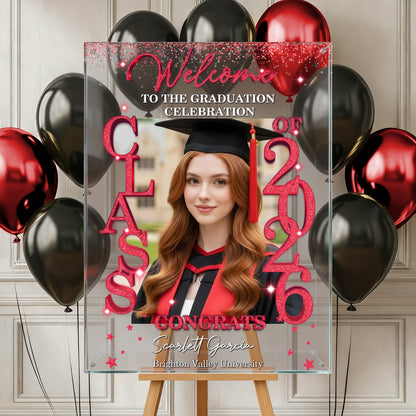 Congrats Graduation Glitter - Personalized Graduation Welcome Sign - Custom Acrylic Celebration Sign