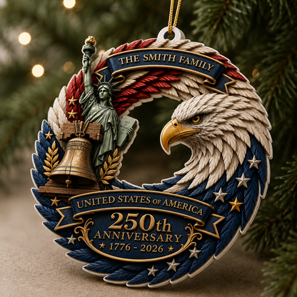 Joy 250 Years Of Freedom  - Real 3D Relief Ornament