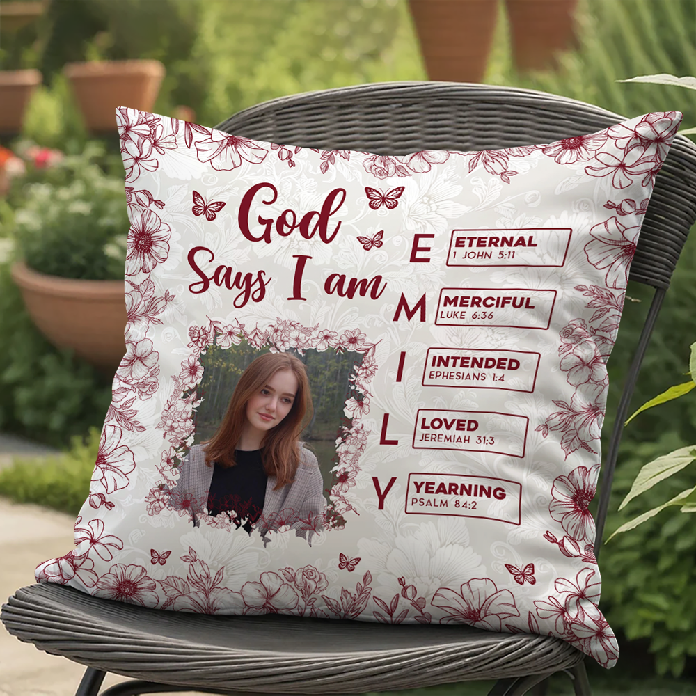 God Says I Am Name Letter - Personalized Custom Pillow