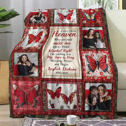 My Love & Hug Morning, Noon and Night - Memorial Personalized Custom Blanket - Sympathy Gift
