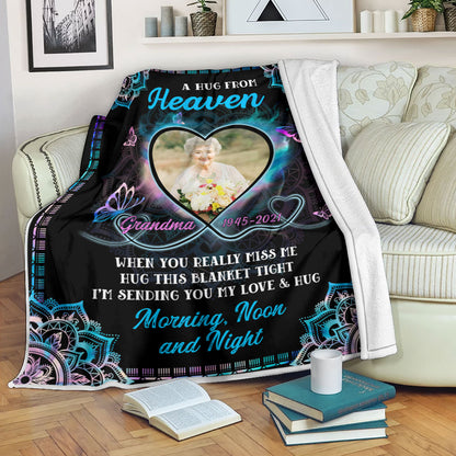 Mandala A Hug From Heaven - Memorial Personalized Custom Blanket - Sympathy Gift