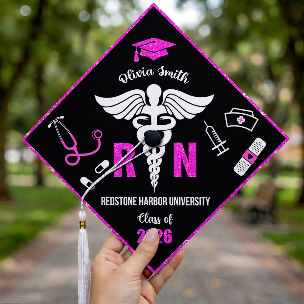 Class Of 2026 Nurse Topper - Personalized Printed Graduation Cap Topper