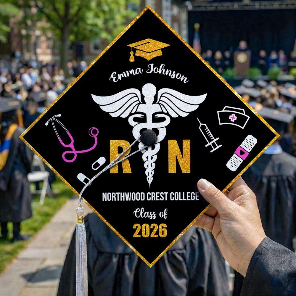 Class Of 2026 Nurse Topper - Personalized Printed Graduation Cap Topper