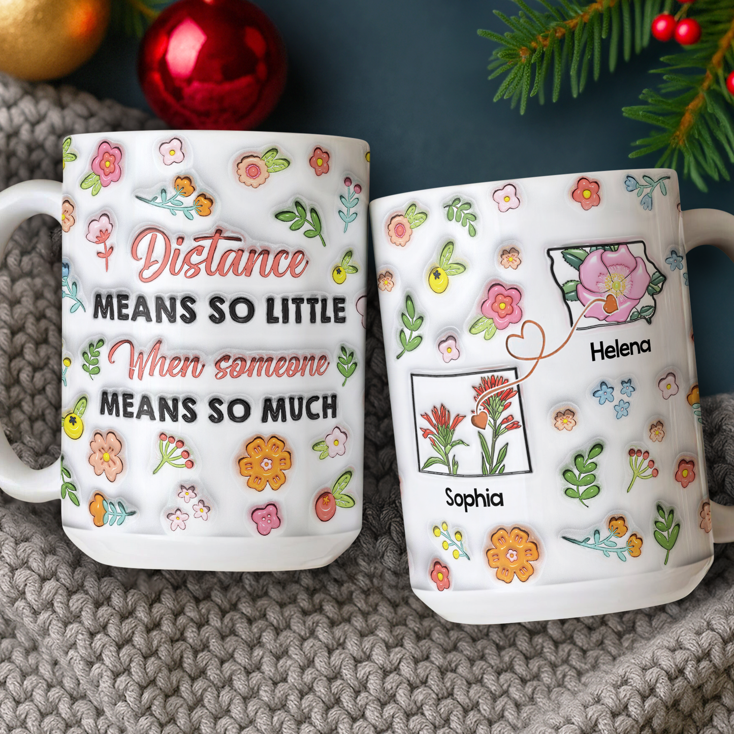Distance Means So Little - Personalized Custom Coffee Mug - 3D Effect
