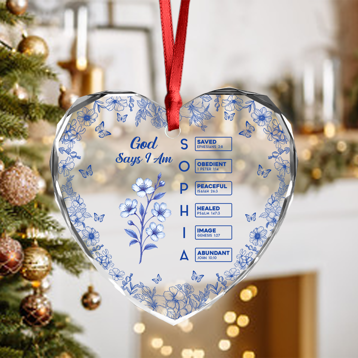 God Says I Am Heart Shape - Christmas Gifts - Personalized Custom Glass Ornament