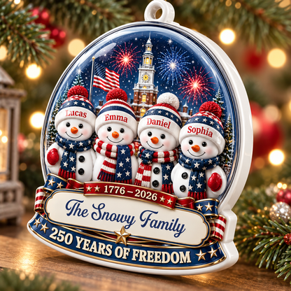 Snowman Family Christmas Merry Christmas - Real 3D Relief Ornament